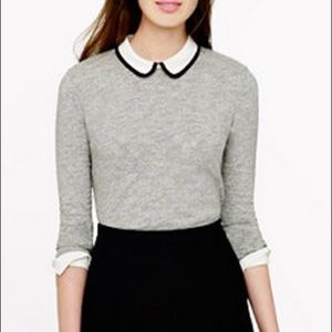 J. Crew Tipped Silk Collar Top